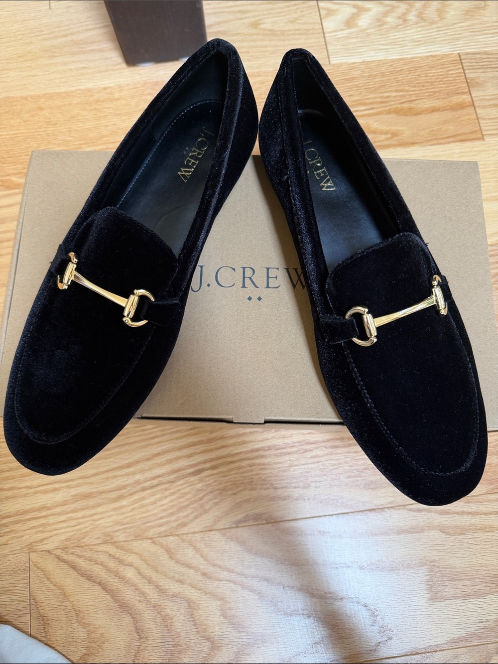 NIB! J.Crew Women’s 8.5 black velvet bit loafers. - Picture 3 of 9